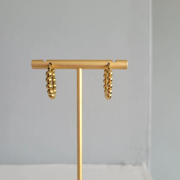 NA NIN Classic Gold Plated Ball Non-Tarnish Hoop Earrings - Picture 8 of 8